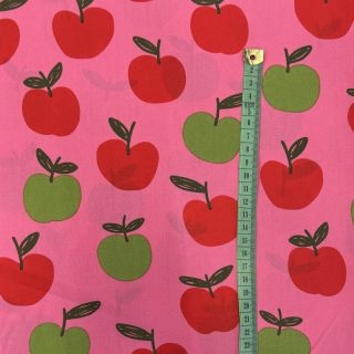 Țesătură din bumbac Fruit apple pink digital print