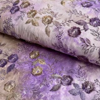 Țesătură din bumbac TIE DYE EMBROIDERY Poppy design J