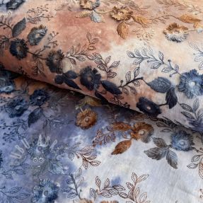 Țesătură din bumbac TIE DYE EMBROIDERY Poppy design I