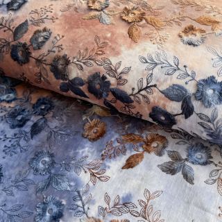 Țesătură din bumbac TIE DYE EMBROIDERY Poppy design I
