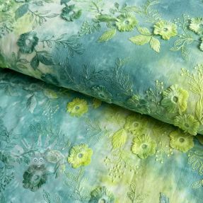 Țesătură din bumbac TIE DYE EMBROIDERY Poppy design G