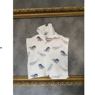 Țesătură din bumbac waffle Whales digital print