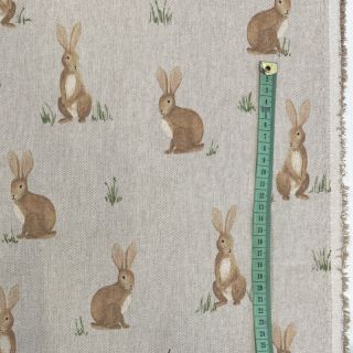 Țesătură decorativă Linenlook Aquarel Woodland Rabbit