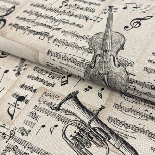Țesătură decorativă Linenlook Music Notes