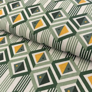 Țesătură decorativă Linenlook Geometric Graphic Diamond soft green