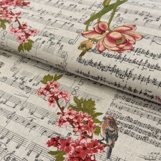 Țesătură decorativă Linenlook Notes and roses