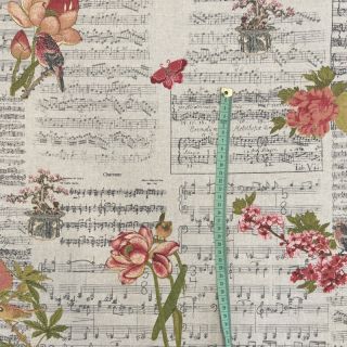 Țesătură decorativă Linenlook Notes and roses