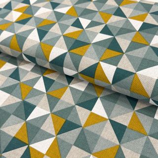Țesătură decorativă Linenlook Geometric Tile bottle green