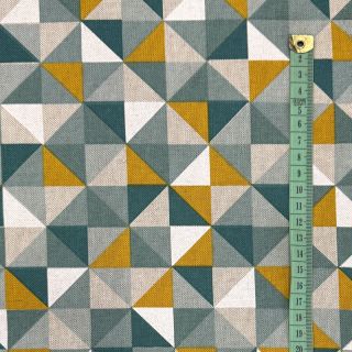 Țesătură decorativă Linenlook Geometric Tile bottle green