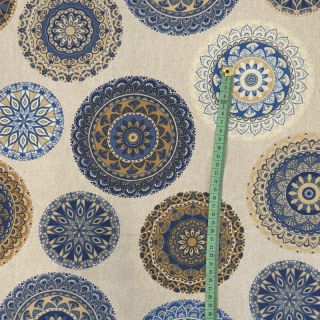 Țesătură decorativă Linenlook Mandala Circle blue