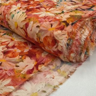 Viscoză RAYON POPLIN Oil painted flowers design F digital print