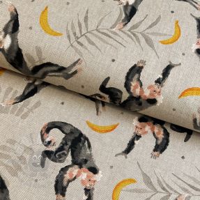 Țesătură decorativă Linenlook Monkey Bananas