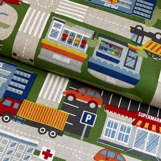 Țesătură decorativă Linenlook Car Roadmap