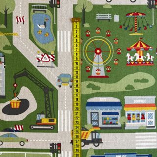 Țesătură decorativă Linenlook Car Roadmap