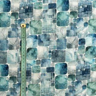 Tricot VISCOSE Blocking petrol digital print