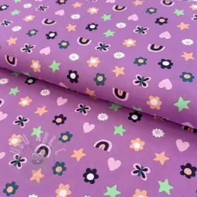 Țesătură din bumbac Love mauve