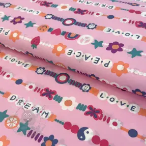 Țesătură din bumbac Love dream pink