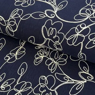 Mușelină EMBROIDERY Climbing flowers navy