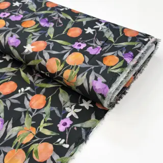 Viscoză SATIN Leaves and oranges digital print