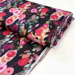 Viscoză SATIN Night flowers black digital print