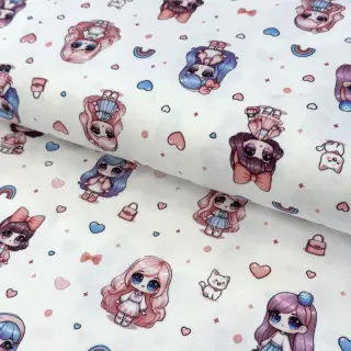 Tricot Dolls white digital print