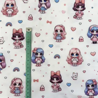Tricot Dolls white digital print
