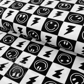 Tricot Happy faces square black digital print