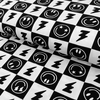 Tricot Happy faces square black digital print