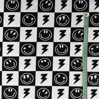 Tricot Happy faces square black digital print