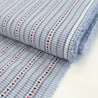 Țesătură din bumbac JACQUARD Hearts light blue