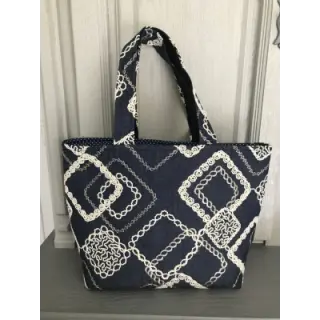 Țesătură din bumbac JEANS EMBROIDERY Square dark blue