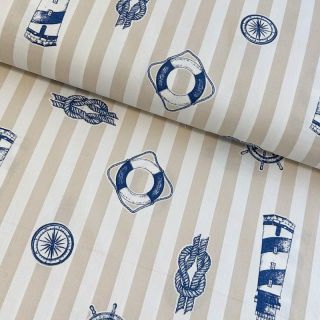 Țesătură decorativă premium Lighthouse anchor stripe