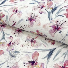 Viscoză cu in Natural Lin Laurel pink digital print