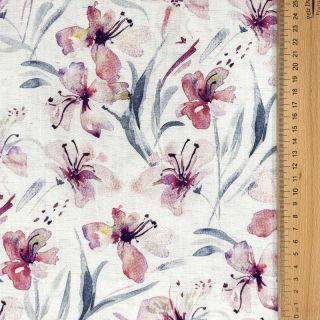Viscoză cu in Natural Lin Laurel pink digital print