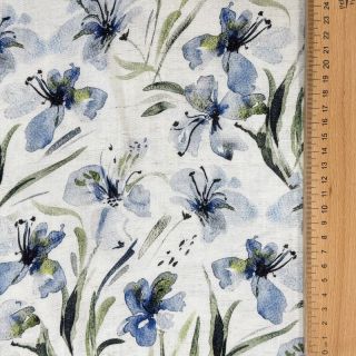 Viscoză cu in Natural Lin Laurel blue digital print