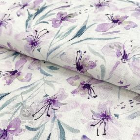 Viscoză cu in Natural Lin Laurel purple digital print