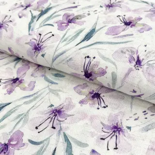 Viscoză cu in Natural Lin Laurel purple digital print
