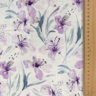 Viscoză cu in Natural Lin Laurel purple digital print
