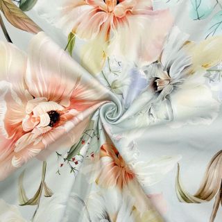 Țesătură din bumbac SATIN Oahu green digital print