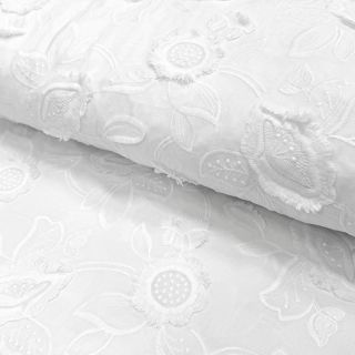 Țesătură din bumbac EMBROIDERY Catchy Swingy white