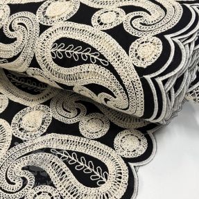Țesătură din bumbac EMBROIDERY Anouk black