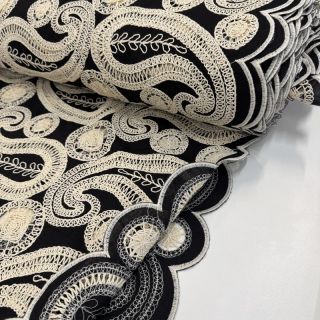 Țesătură din bumbac EMBROIDERY Anouk black