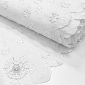 Țesătură din bumbac EMBROIDERY Catchy daisy white