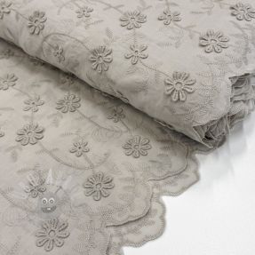 Țesătură din bumbac EMBROIDERY Catchy daisy beige