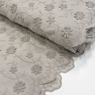 Țesătură din bumbac EMBROIDERY Catchy daisy beige