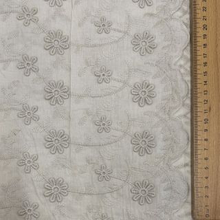 Țesătură din bumbac EMBROIDERY Catchy daisy beige