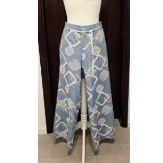 Țesătură din bumbac JEANS EMBROIDERY Square light blue