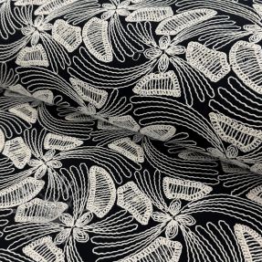 Țesătură din bumbac EMBROIDERY Amia black