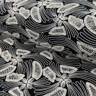 Țesătură din bumbac EMBROIDERY Amia black