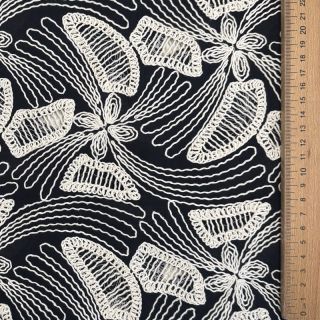 Țesătură din bumbac EMBROIDERY Amia black